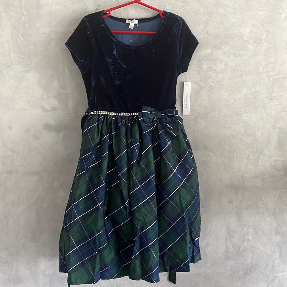 Tahari Girl, Velvet Top Dress and Plaid Skirt. Size 8